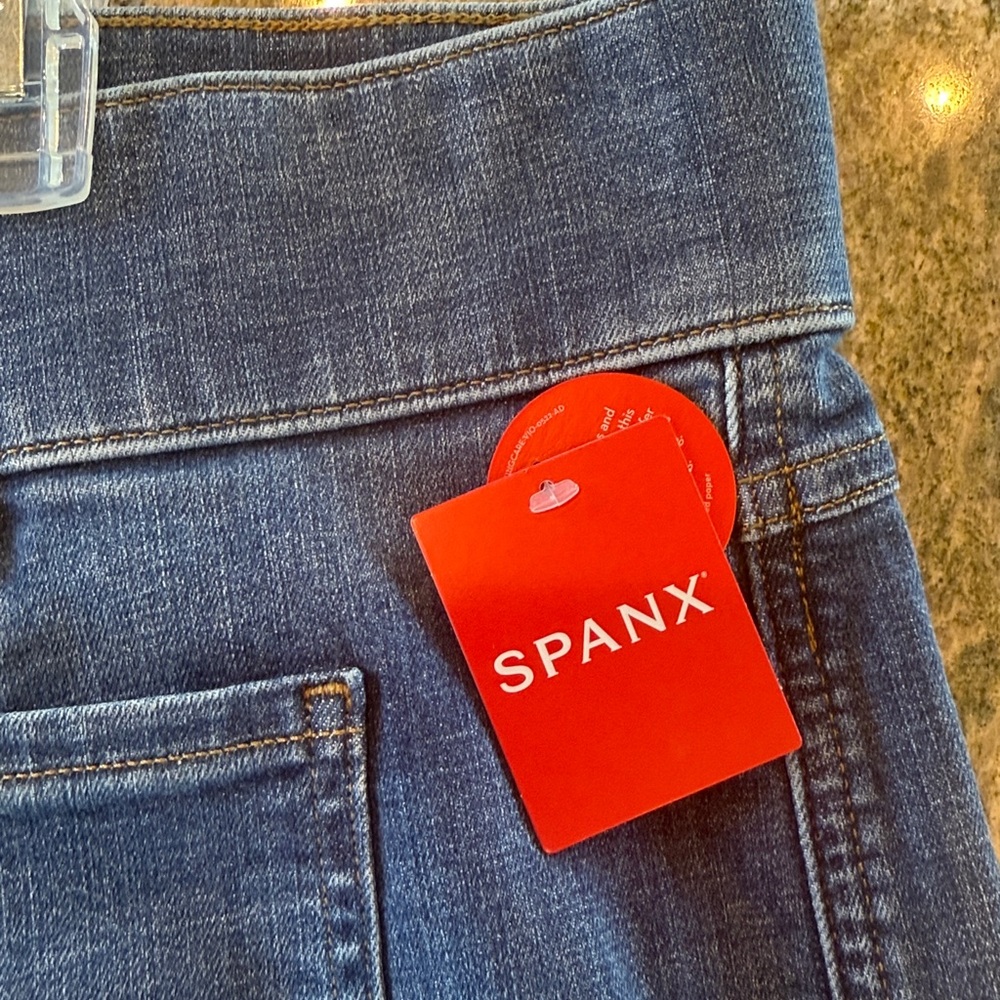 NWT SPANX Cropped Wide Leg Pull On Jeans 2X/2T in Blue - Picture 7 of 7